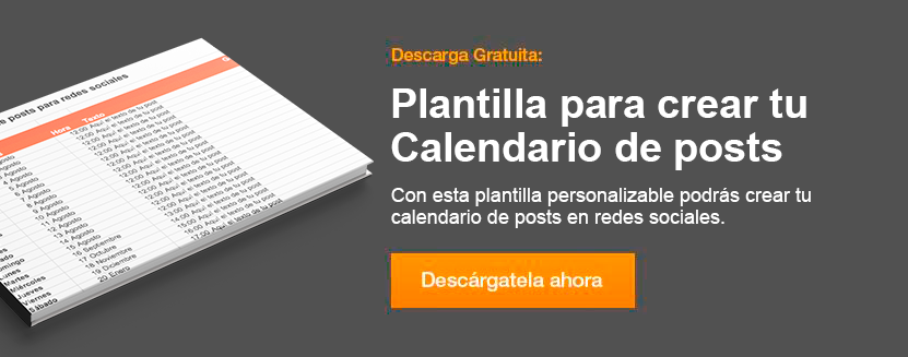 Plantilla calendario de posts en redes sociales